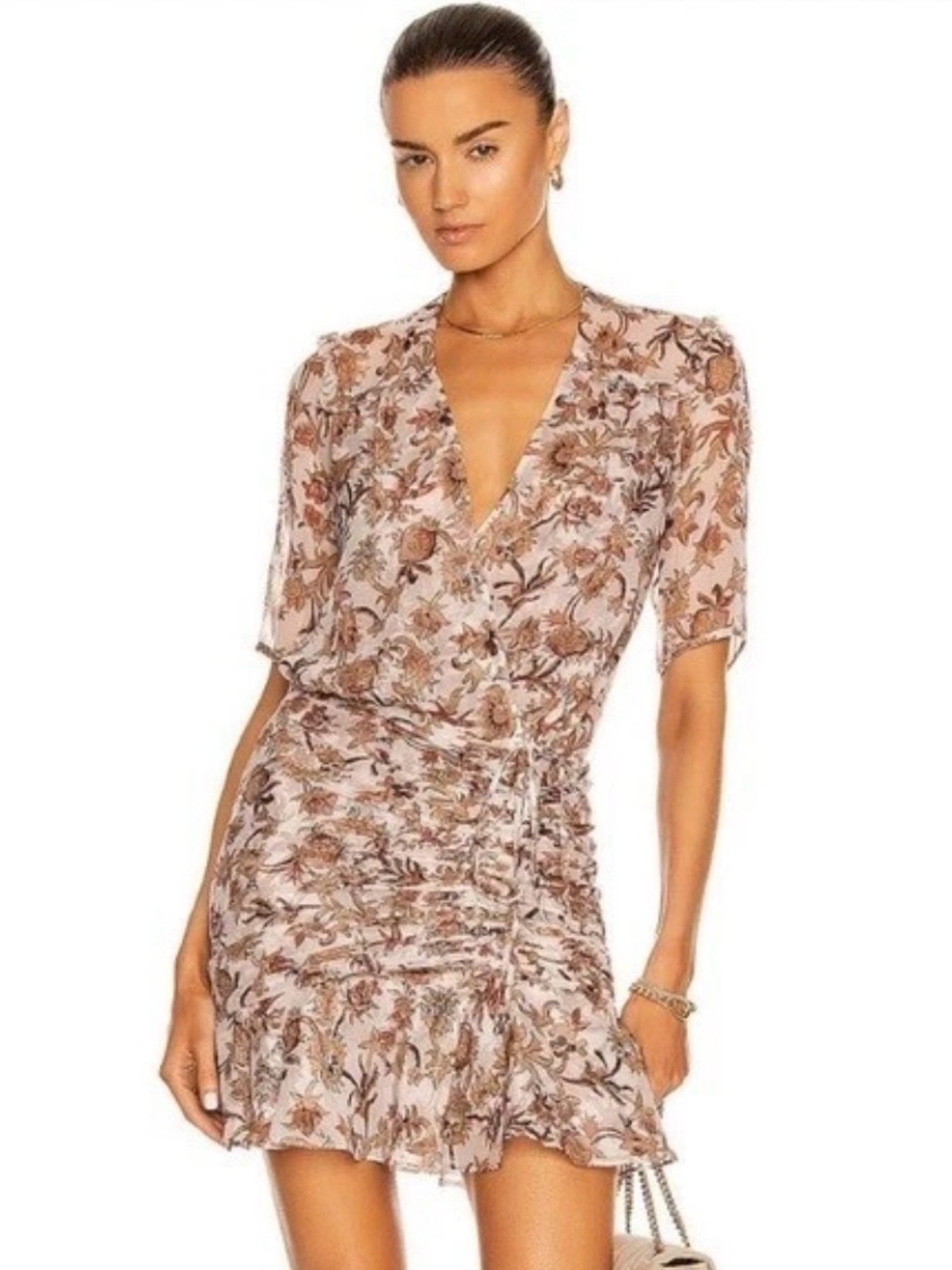 Veronica Beard Blush Floral Ruffle Mini Dress